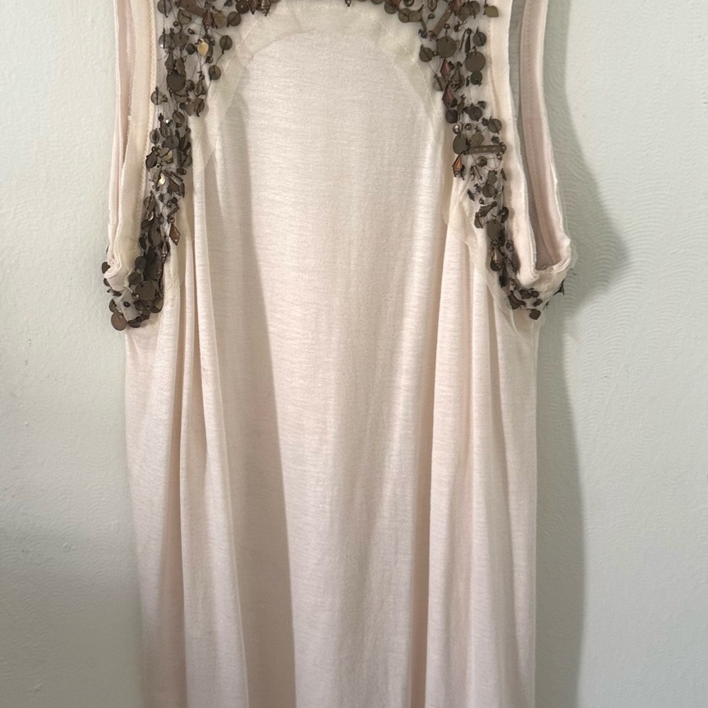 Pink Sleeveless Top with Bronze Sequin Detail by French designer Diab’Less